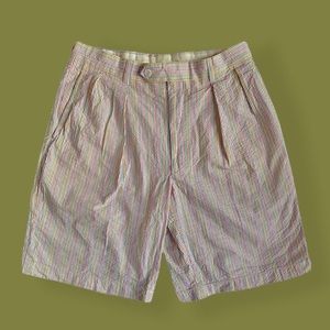 60s style rainbow pinstripe shorts